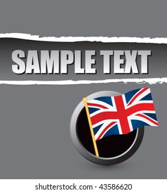 British flag gray ripped banner