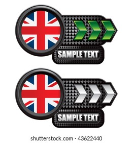 British flag green and white arrow nameplate banners