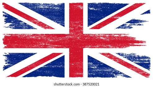 British flag with grunge texture.Grunge UK flag.Vector template. 