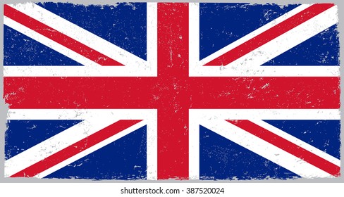British flag with grunge texture.Grunge UK flag.Vector template. 