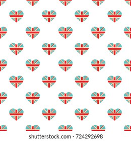British flag heart shaped pattern  in vintage colours
