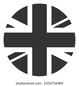 The British flag. Flag icon. The black icon. Circle icon flag. Computer illustration. Digital illustration. Vector illustration.