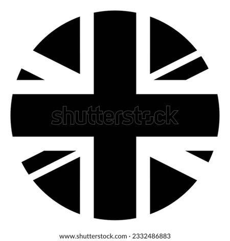 The British flag. Flag icon. The black icon. Circle icon flag. Computer illustration. Digital illustration. Vector illustration.