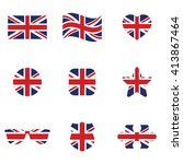 British flag icon set . Vector illustration