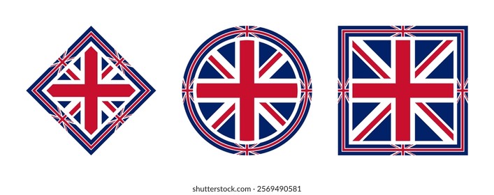 british flag icon set. vector illustration isolated on white background