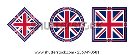 british flag icon set. vector illustration isolated on white background