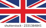 The British flag. Flag icon. Standard color. Standard size. A rectangular flag. Computer illustration. Digital illustration. Vector illustration.
