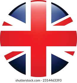 The British flag. Flag icon. Standard color. A round flag. Computer illustration. Digital illustration. Vector illustration.