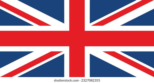 The British flag. Flag icon. Standard color. Standard size. A rectangular flag. Computer illustration. Digital illustration. Vector illustration.