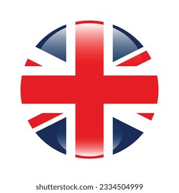 The British flag. Flag icon. Standard color. Circle icon flag. 3d illustration. Computer illustration. Digital illustration. Vector illustration.