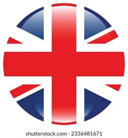 The British flag. Flag icon. Standard color. Circle icon flag. 3d illustration. Computer illustration. Digital illustration. Vector illustration.