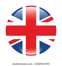 The British flag. Flag icon. Standard color. Circle icon flag. 3d illustration. Computer illustration. Digital illustration. Vector illustration.