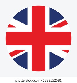 The British flag. Flag icon. Standard color. Circle icon flag. 3d illustration. Computer illustration. Digital illustration. Vector illustration.