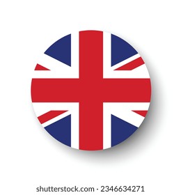 The British flag. Flag icon. Standard color. Round button flag. 3d illustration. Computer illustration. Digital illustration. Vector illustration.