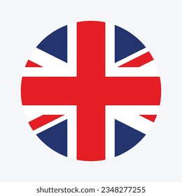 The British flag. Flag icon. Standard color. Circle icon flag. 3d illustration. Computer illustration. Digital illustration. Vector illustration.