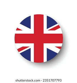 The British flag. Flag icon. Standard color. Round button flag. 3d illustration. Computer illustration. Digital illustration. Vector illustration.