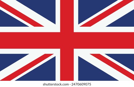 The British flag. Flag icon. Standard color. Standard size. A rectangular flag. Computer illustration. Digital illustration. Vector illustration.