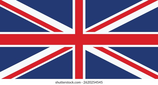 The British flag. Flag icon. Standard color. Standard size. A rectangular flag. Computer illustration. Digital illustration. Vector illustration.