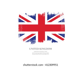 British flag made in brush stroke background. Vector Illustration
