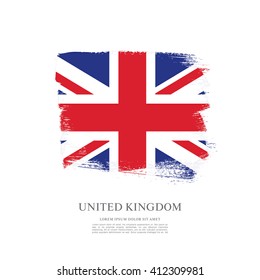 British flag made in brush stroke background. Vector Illustration
