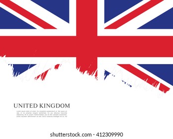 British flag made in brush stroke background. Vector Illustration