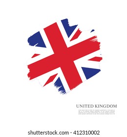 British flag made in brush stroke background. Vector Illustration