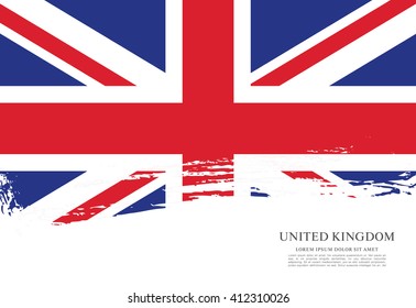 British flag made in brush stroke background. Vector Illustration