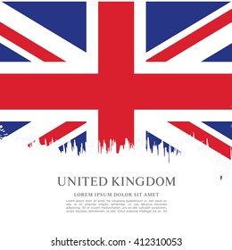 British flag made in brush stroke background. Vector Illustration