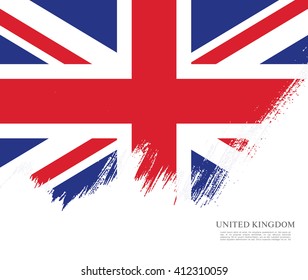 British flag made in brush stroke background. Vector Illustration