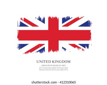 British flag made in brush stroke background. Vector Illustration