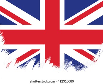 British flag made in brush stroke background. Vector Illustration