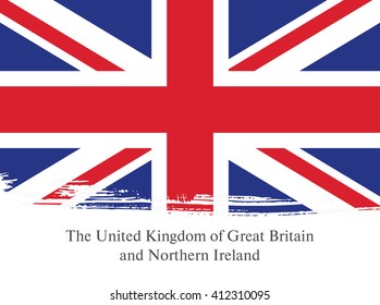 British flag made in brush stroke background. Vector Illustration