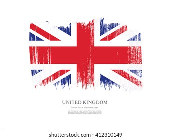 British flag made in brush stroke background. Vector Illustration