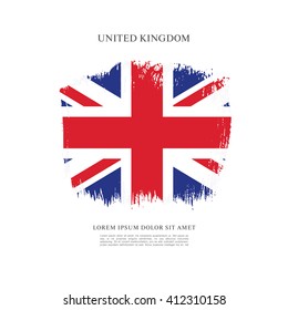 British flag made in brush stroke background. Vector Illustration