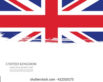 British flag made in brush stroke background. Vector Illustration