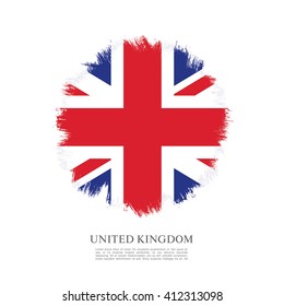 British flag made in brush stroke background. Vector Illustration