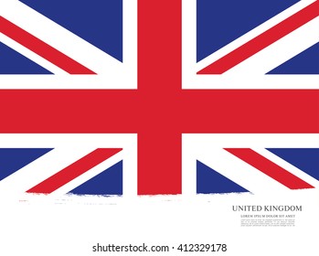 British flag made in brush stroke background. Vector Illustration