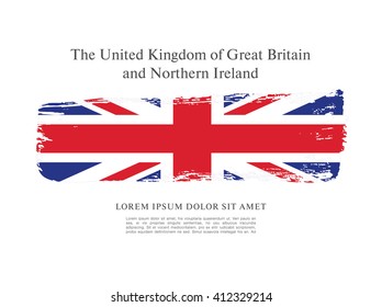 British flag made in brush stroke background. Vector Illustration