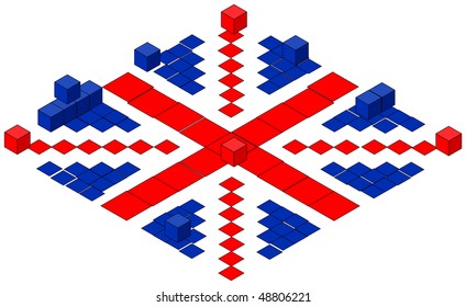 The british flag made of cubes, illustration
