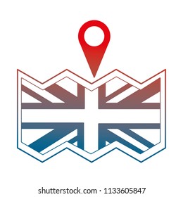 british flag in map location pin