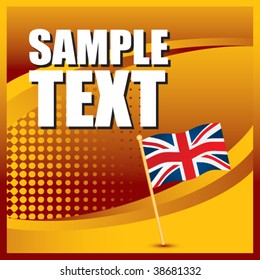 bandera británica en banner naranja de media tono