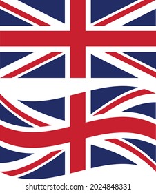 Bandera británica de fondo blanco. Señal de Bandera de ondear británica. Símbolo nacional de la bandera británica. estilo plano.
