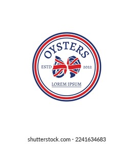 British flag oyster logo vector, suitable for branding seafood restaurant, transportation, travel, tourist or related logos.