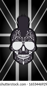British flag with punk skull head wearing sunglasses 