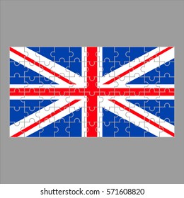 British flag from puzzles on a gray background