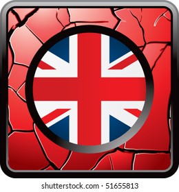 British flag red cracked web button