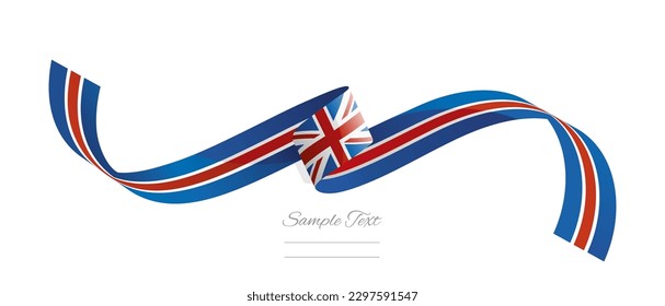 Ilustración vectorial de la cinta de la bandera británica. Bandera del Reino Unido sobre el fondo abstracto aislado en color blanco