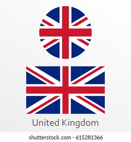 British flag set. United Kingdom and Great Britain national symbol. Vector illustration.