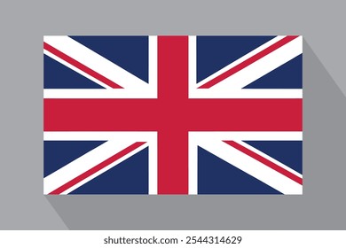 Britische Flagge mit Schatten, Vektorgrafik. Die Nationalflagge des Vereinigten Königreichs.