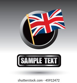 British flag silver lined black nameplate